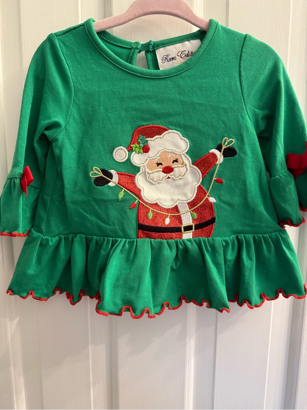 Rare Editions Baby Girl Christmas Santa Top & Polka Dot Pants Set 3-6M